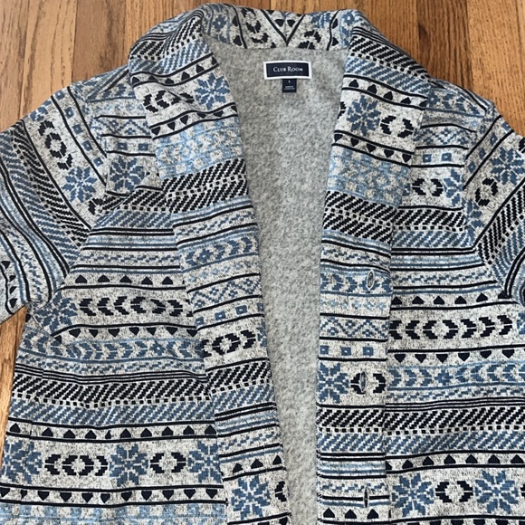 CLUB ROOM Classic-Fit Fair Isle Cardigan Fleece Sweater Mens Large nwt - Picture 3 of 13